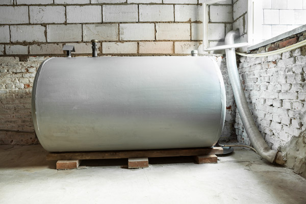 image of a heating oil tank in basement