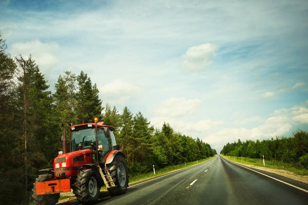 tractor on road