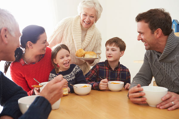 family at home in winter depicting winter air quality