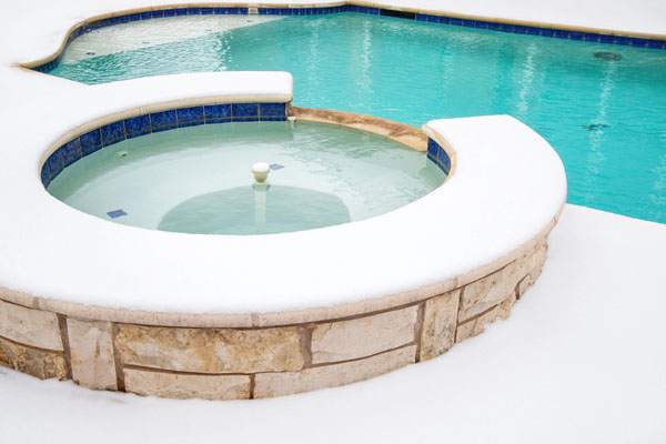 pool in winter with snow